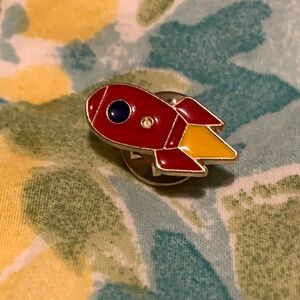 Tiny Red Rocket Ship Outer Space Adventure Science Metal & Enamel Pin